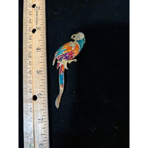 Source Unknown Jewelry - Vintage enamel and rhinestone parrot brooch